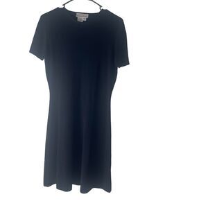 AKA Eddie Bauer Vintage 90s Size Large Navy Blue 100% Wool Santana Knit Dress